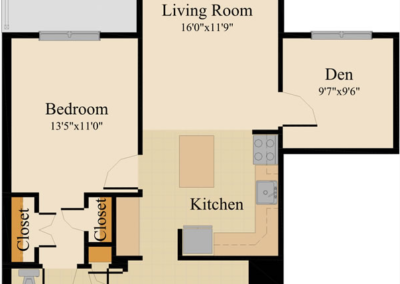 One Bedroom with Den, Alt.