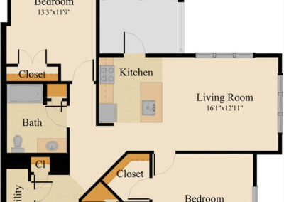 One Bedroom Corner Unit